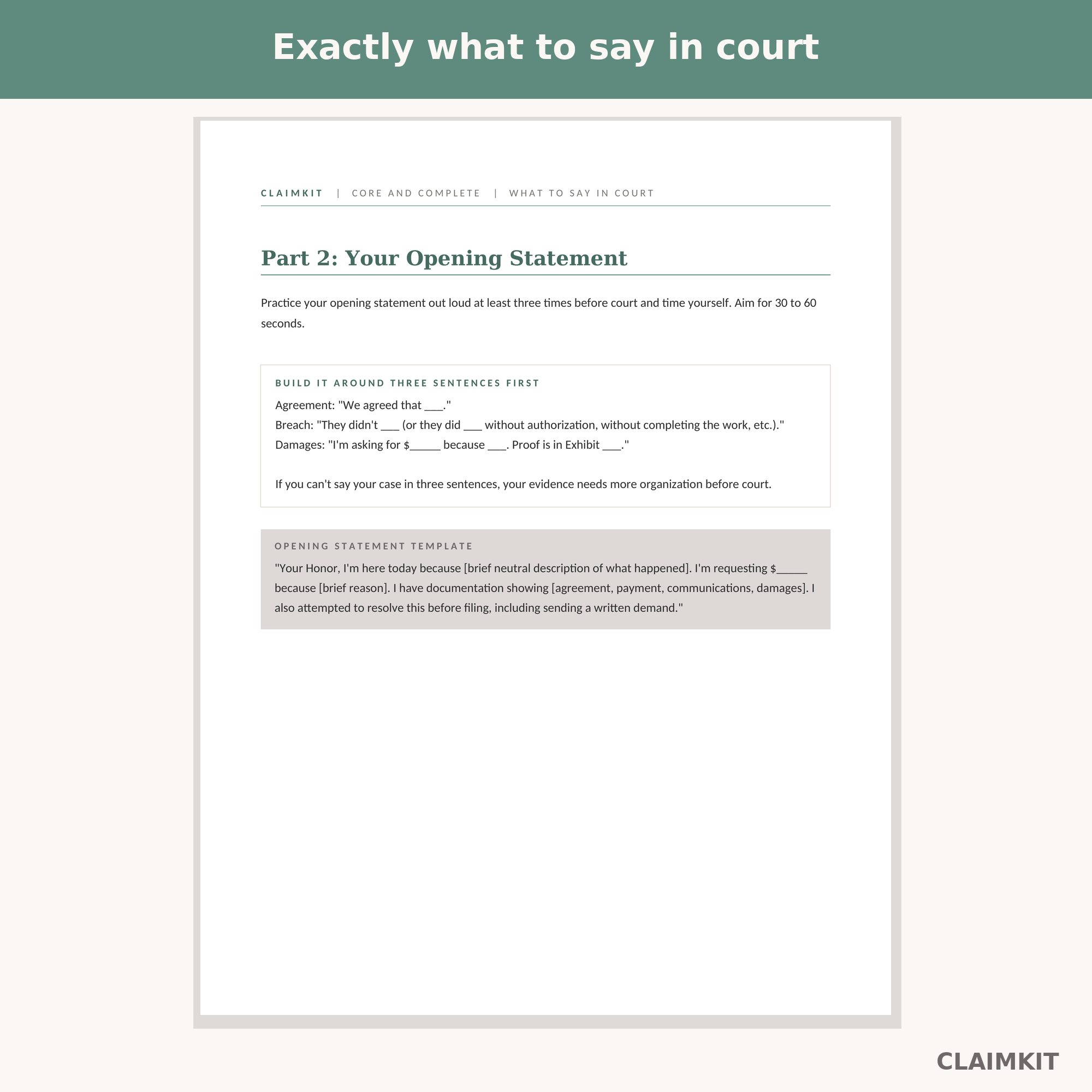 What to Say in Court: Full Script